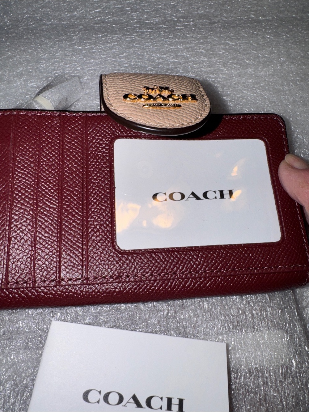 Coach Pebbled Leather Wallet in Taupe Brown with Gold Logo NWT - Picture 8 of 16